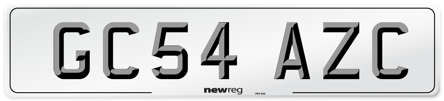 GC54 AZC Number Plate from New Reg